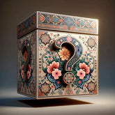 Ornate mystery box voor Dames gebed met bloemenpatronen op donkere achtergrond